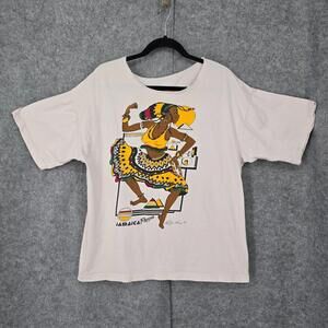 Vintage Cutout T-Shirt Jamaica Reggae‎ Graphic Print Signed by Artist Men Large
